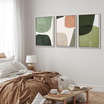 SIGNLEADER Framed Print Wall Art Mid Century Modern Geometric Abstract Shapes Framed On Canvas ...